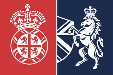 bold color background with symmetrical royal embl