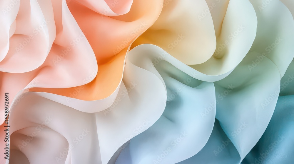 Poster abstract pastel fabric folds with soft colors creating a dreamy and flowing background texture desig