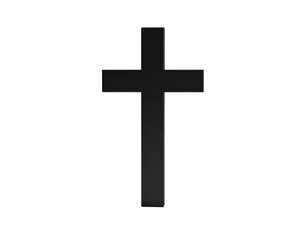 A striking black cross stands as a powerful symbol of faith and devotion, representing spiritual significance.