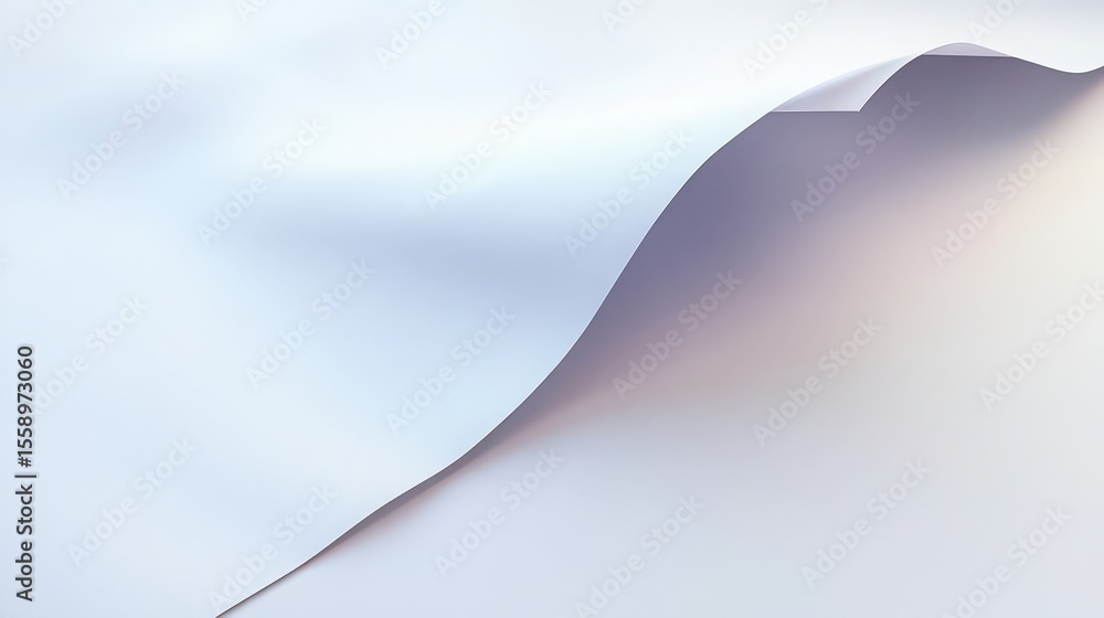 Poster abstract image of a white sheet of paper with a curled corner and soft gradient lighting effect