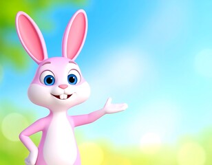 Cute cartoon rabbit presenting