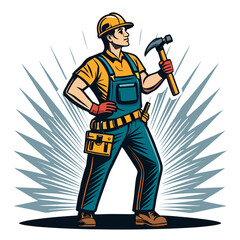 Obraz premium create vector bold stroke a construction worker (1)