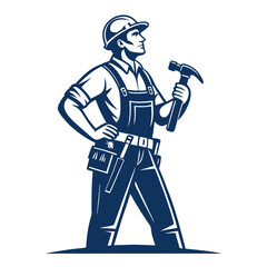 create vector bold stroke   a construction worker 