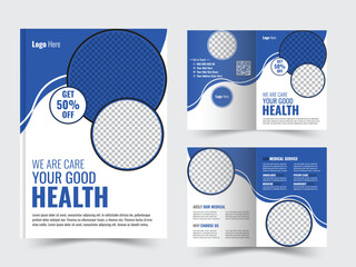 Medical & healthcare trifold brochure template, Healthcare and medical service brochure flyer trifold design