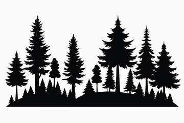 Fototapeta premium Majestic silhouette of evergreen forest trees landscape