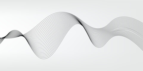 Abstract vector banner with grey wavy lines