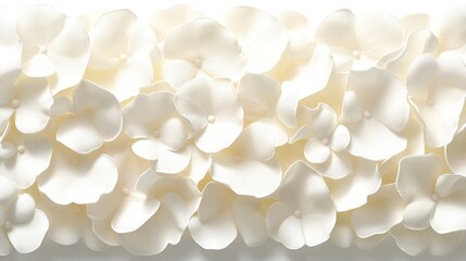 Elegant White Hydrangea Petals: Textured Floral Abstract Background