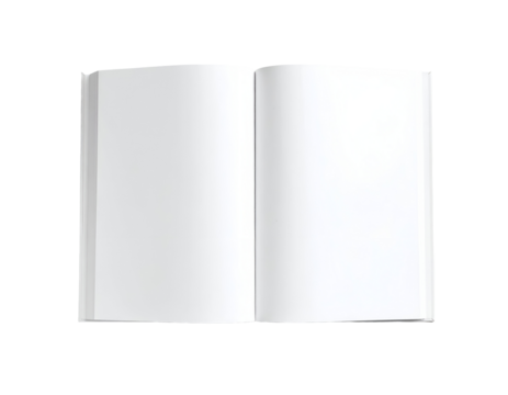 A pristine open book displays its blank pages, offering a clean canvas for new ideas and creative expression.