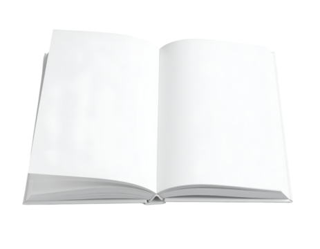This wide open book with clean blank pages presents an inviting space for new beginnings.