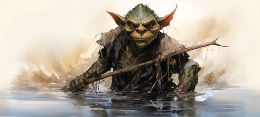 Fototapeta premium The mighty knight of Kraken goblin,ai generatif