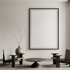 Natural living room harmony with modern minimalist touch. 3D illustration