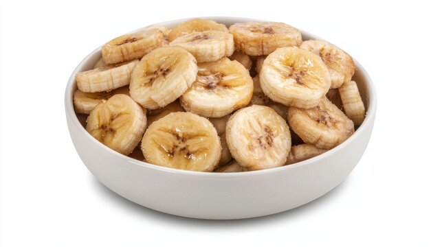 Snackification Concept. Freshly Sliced Bananas in a White Bowl Displaying a Delicious Fruit Snack Concept