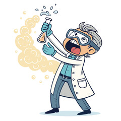 create vector bold stroke   a scientist holding a 
