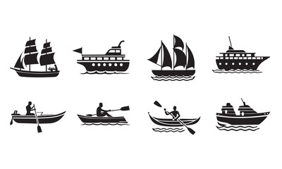 ship and boat icon set. water transport symbol.