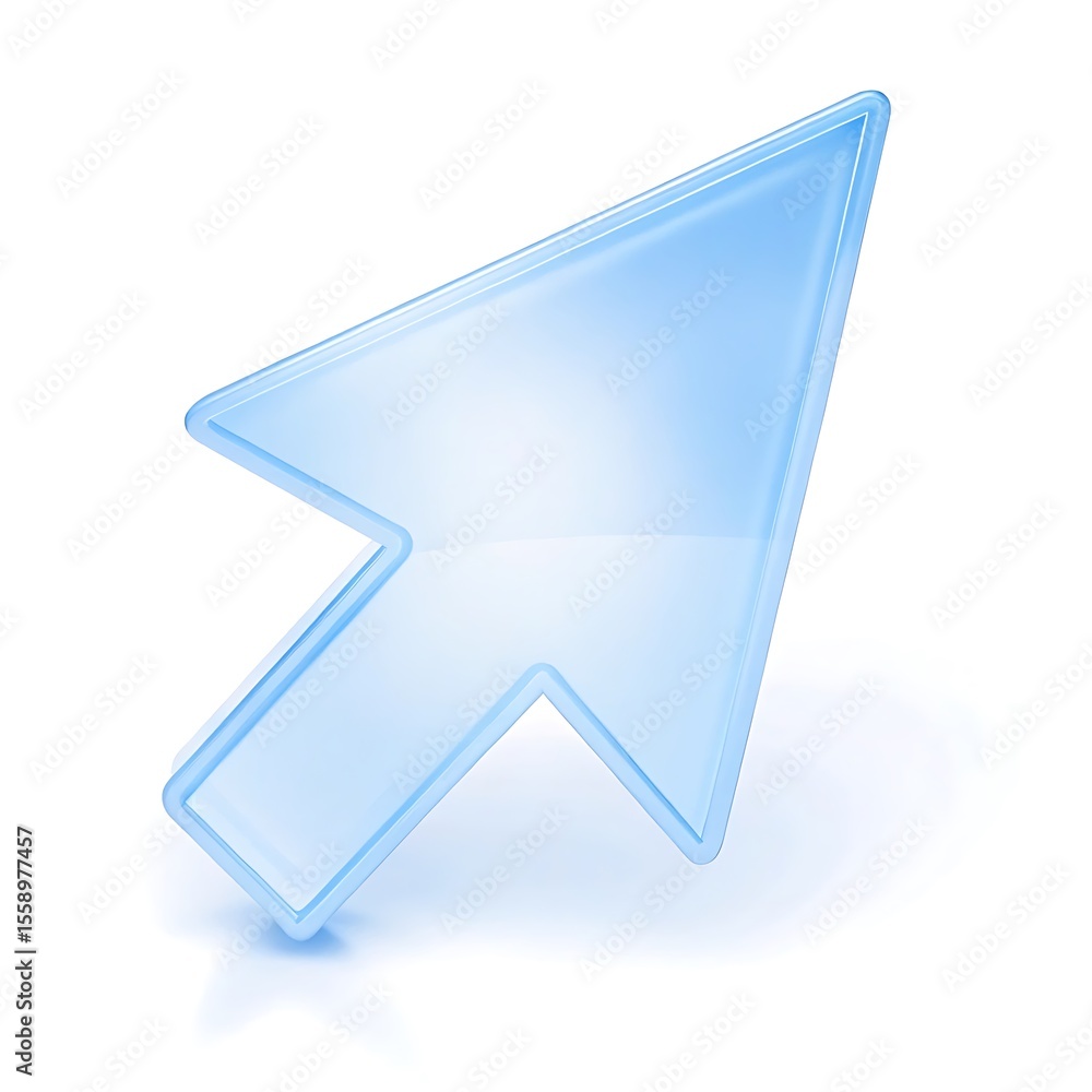 Poster glossy blue computer mouse cursor arrow isolated on white background