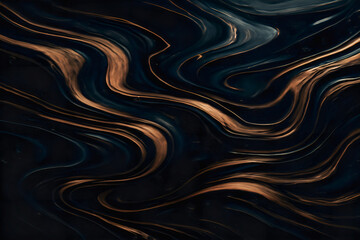 Abstrakcyjna kompozycja z brązowo-złotymi falami, elegancka i dynamiczna sztuka cyfrowa