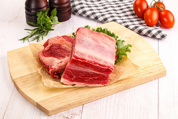 Raw beef rib for cooking