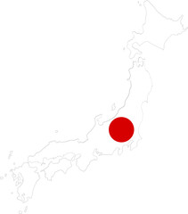 Map with flag of Japan