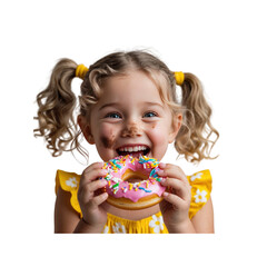 Happy Little Girl Enjoying a Delicious Donut