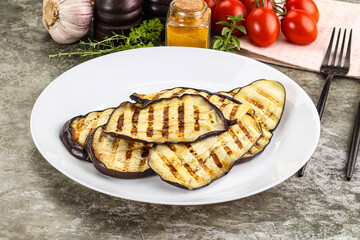 Grilled eggplant slice snack appetizer