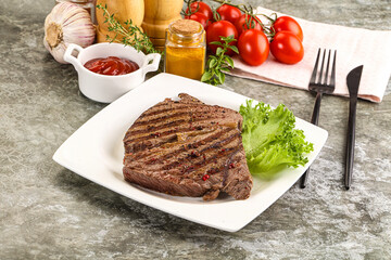 Delicus grilled beef steak with sauce