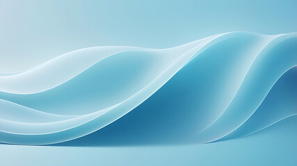 Elegant Flowing Blue Glass Waves in Minimal Abstract Background with Soft Light and Depth, ai