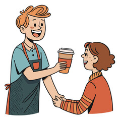 create vector bold stroke of cartoon barista handi (1)