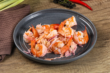 Shrimp cocktail with salad and sauce