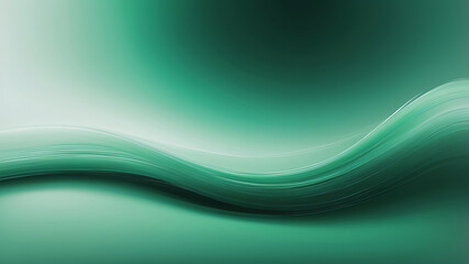 Glossy green abstract wave background with smooth curves and light gradient design texture, ai
