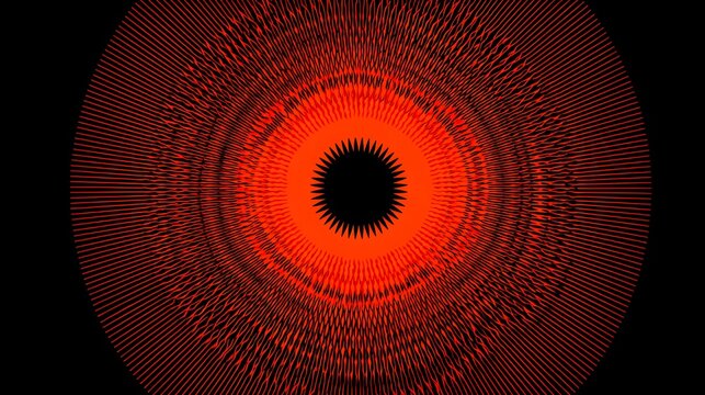 Abstract red circle with radial lines, creating a visually striking design