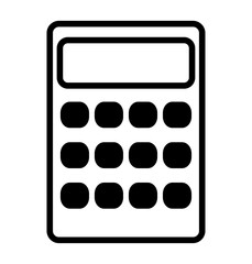 Calculator device icon on transparent background, flat line design, vector illustration