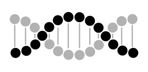 DNA model icon on transparent background, flat line design, vector illustration