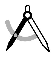 Divider Compass icon on transparent background, flat line design, vector illustration