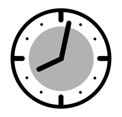 Clock icon on transparent background, flat line design, vector illustration
