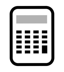 Calculator device icon on transparent background, flat line design, vector illustration
