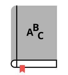 Close Book icon on transparent background, flat line design, vector illustration