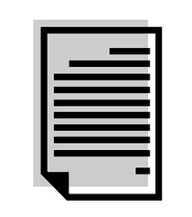 Document icon, on transparent background, flat line design, vector illustration