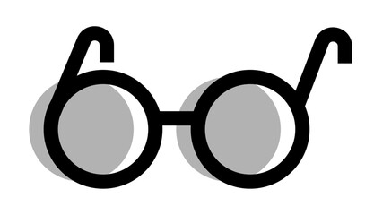 Eyeglasses icon on transparent background, flat line design, vector illustration