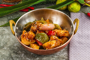 Potato with bell pepper and gravy
