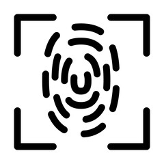 Fingerprint scan line icon – editable stroke symbol for biometric authentication, identity verification, and secure access. Fingerprint inside scan line.