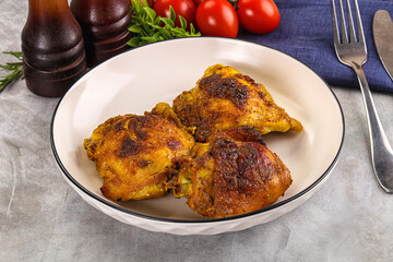 Roasted chicken thighs  with spices