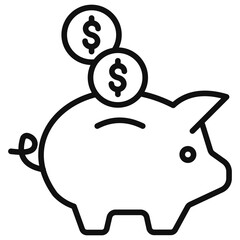 Piggy Bank Outline Icon