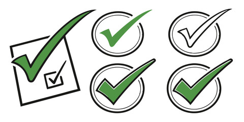 CheckMark vector icon. Set of simple check mark. Green check mark icon. Tick symbol. Accept okay symbol . Correct vote choice symbol. Vector illustration