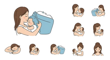 Tender Moments Mother and Baby Illustrations