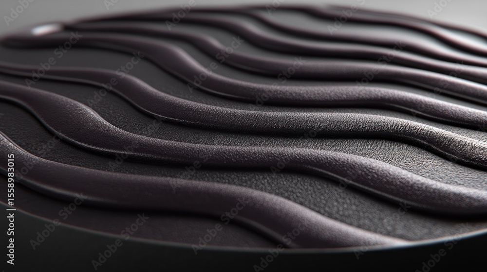 Poster abstract dark wave texture: sculptural black surface with undulating pattern