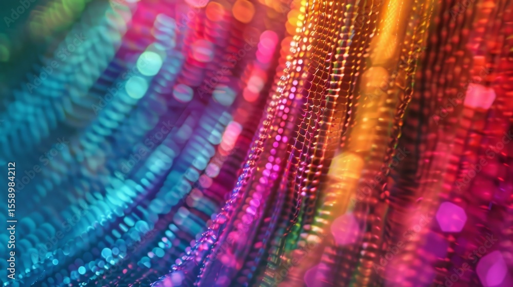 Poster the vibrant colorful threads of blockchain technology being carefully woven together to create a str
