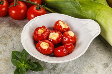 Sweet piquant cherry pepper stuffed cheese