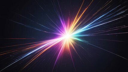 Bright Colorful Light Burst on Dark Background with Radiating Energy Beams and Glow | ai