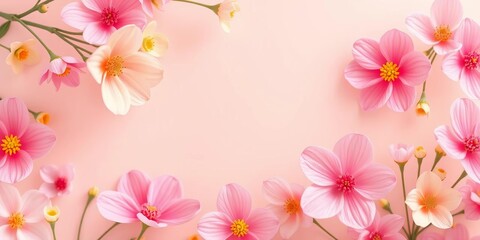 Fototapeta premium Abstract pastel spring floral background; minimalistic design for decor, cards, posters, abstract, blossom