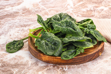 Fresh green spinach leaves heap
